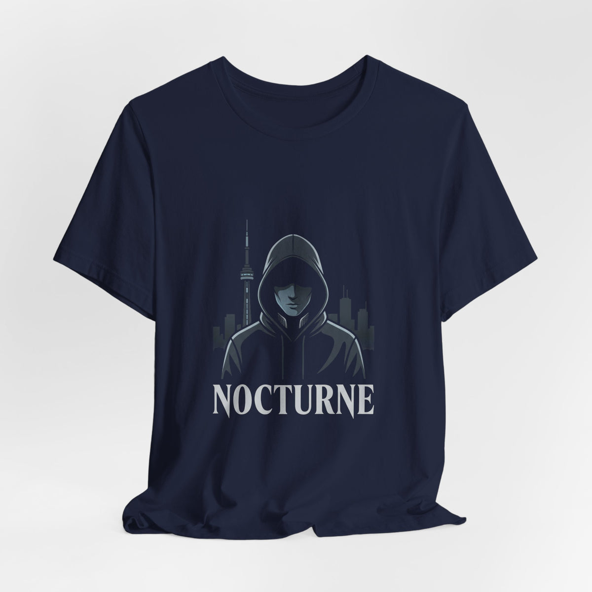 Nocturne Hoodie Graphic Tee — Night City Streetwear T‑Shirt