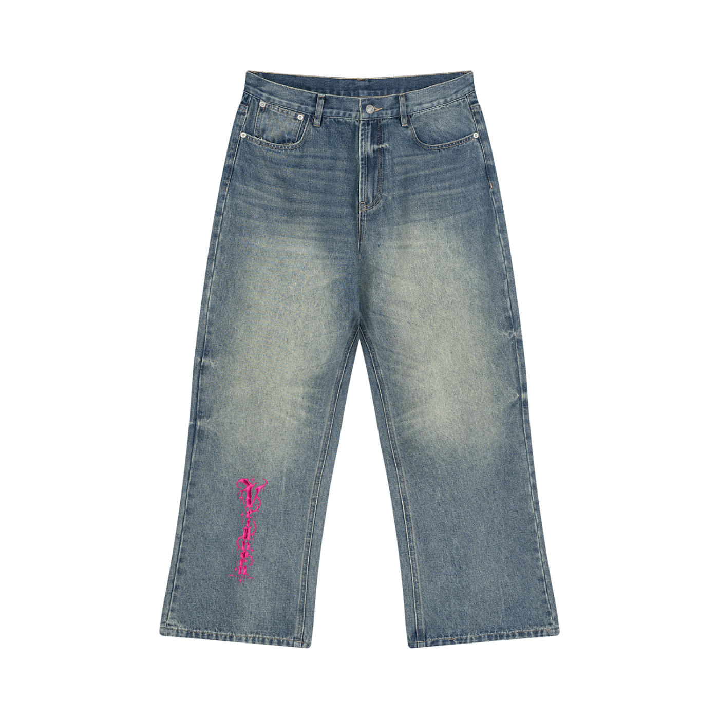 Men’s Vintage Wash Wide Leg Jeans