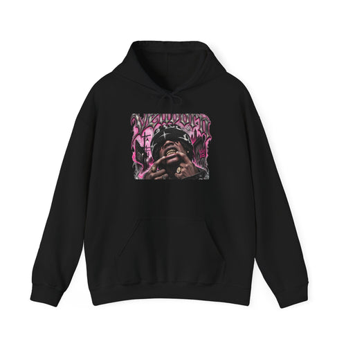 Graffiti Portrait Hoodie — Pink Street Art King Graphic Sweatshirt