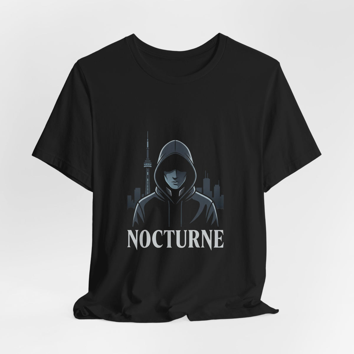 Nocturne Hoodie Graphic Tee — Night City Streetwear T‑Shirt