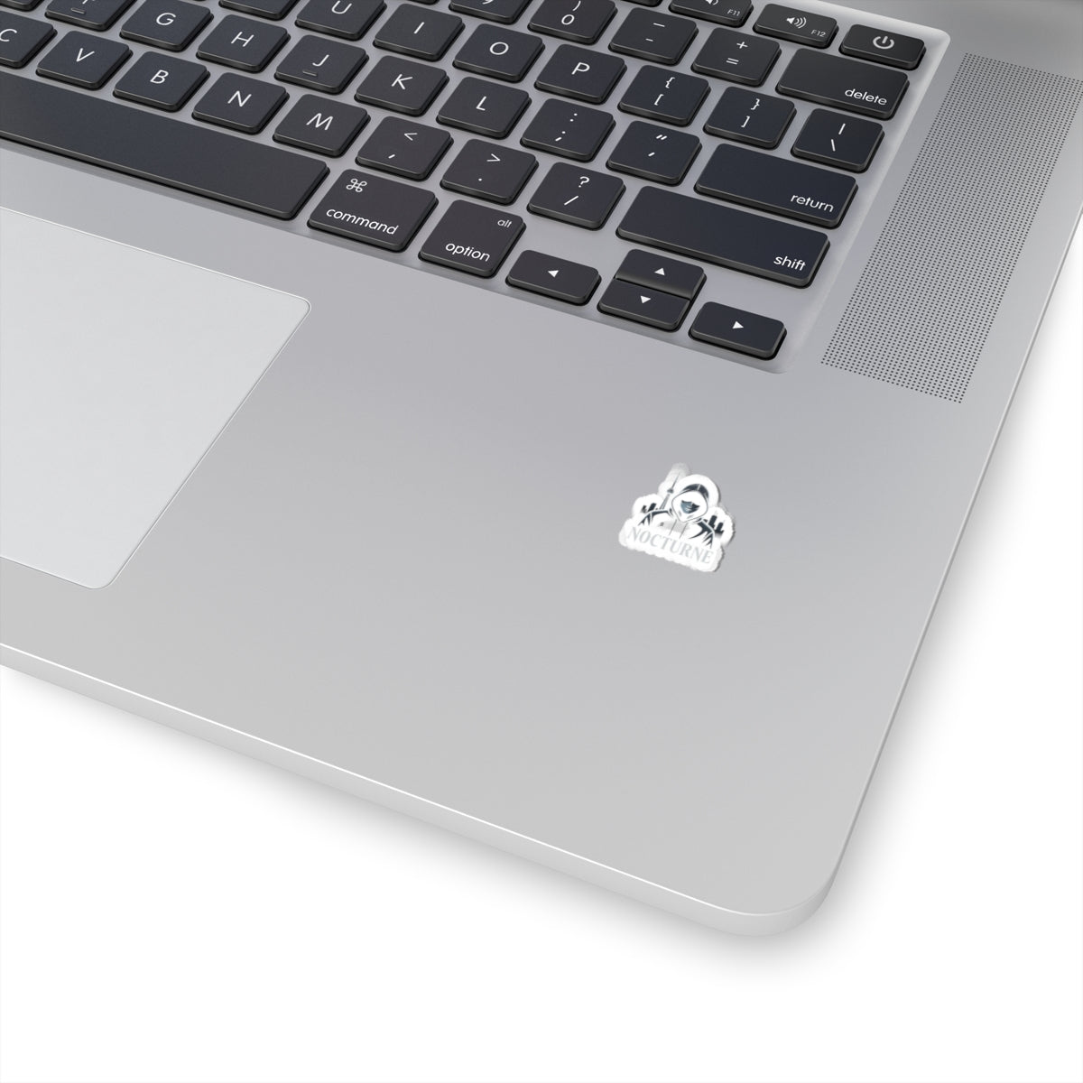 Nocturne Hooded Figure Kiss-Cut Sticker — Urban Nightlife Laptop Decal