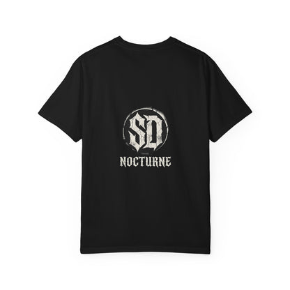 Nocturne Logo T-Shirt — Gothic Skull & Crescent Design