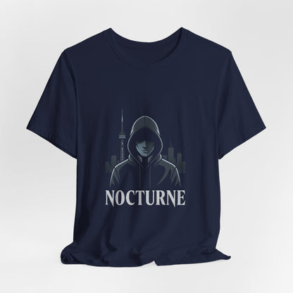 Nocturne Hoodie Graphic Tee — Night City Streetwear T‑Shirt