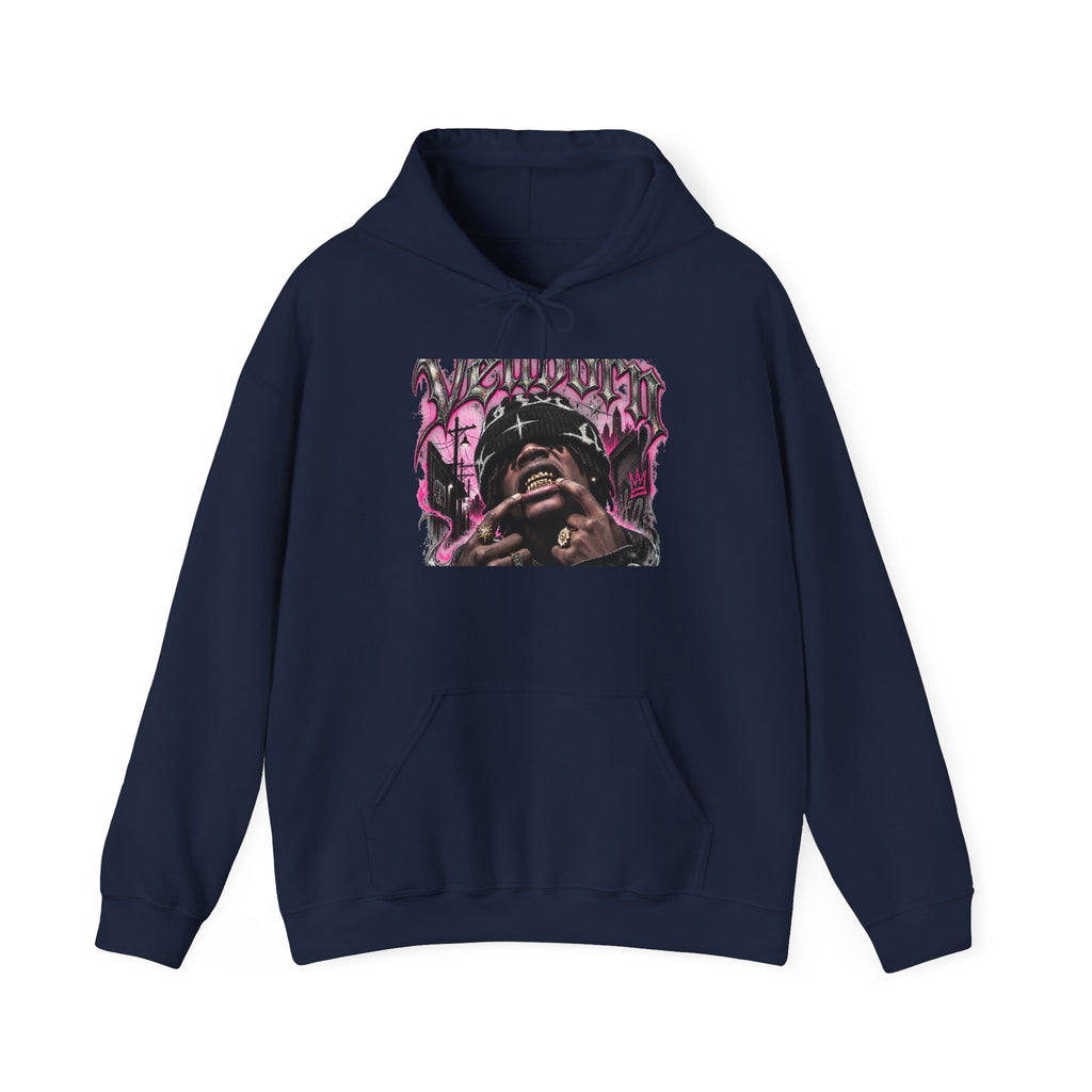 Graffiti Portrait Hoodie — Pink Street Art King Graphic Sweatshirt