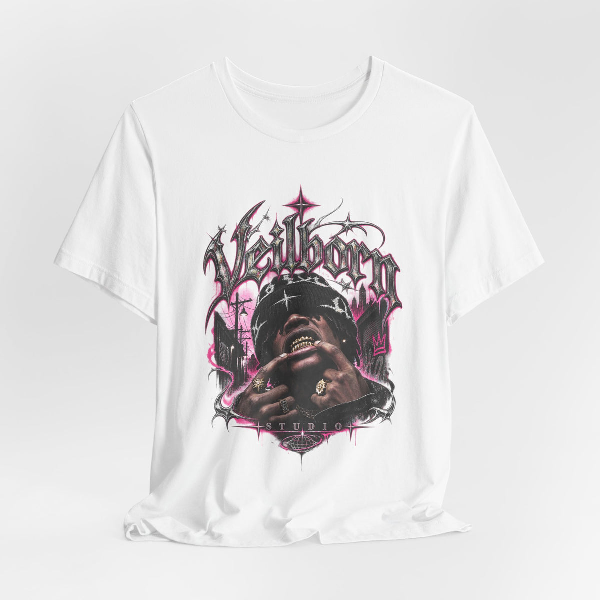 Hellborn Graphic Tee – Gothic Rap Skull Band Shirt