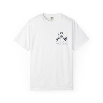 Nocturne Logo T-Shirt — Gothic Skull & Crescent Design