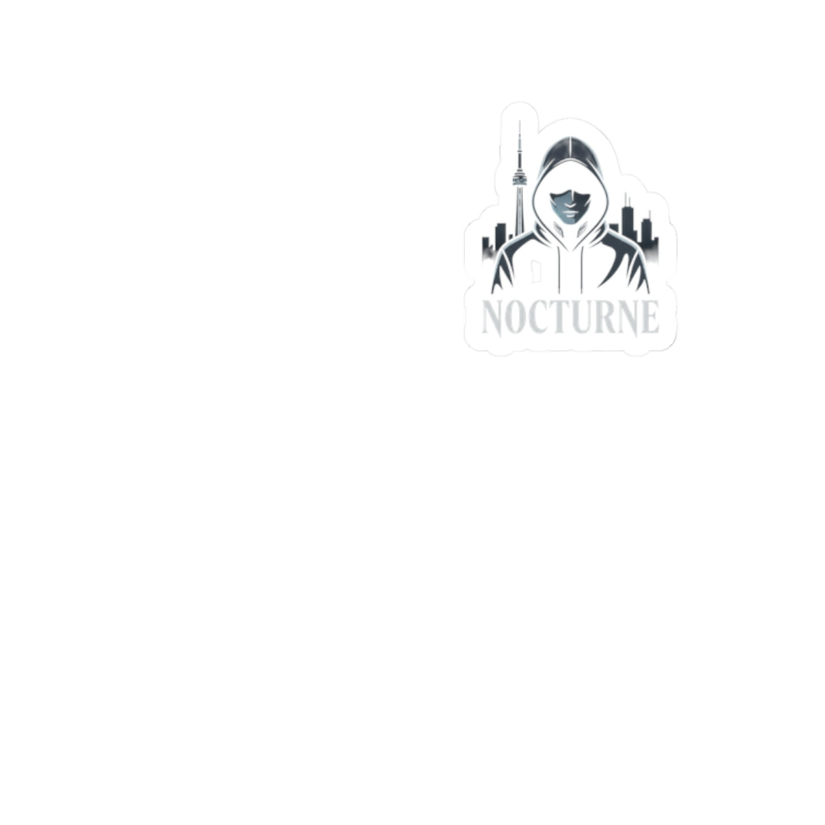 Nocturne Hooded Figure Kiss-Cut Sticker — Urban Nightlife Laptop Decal