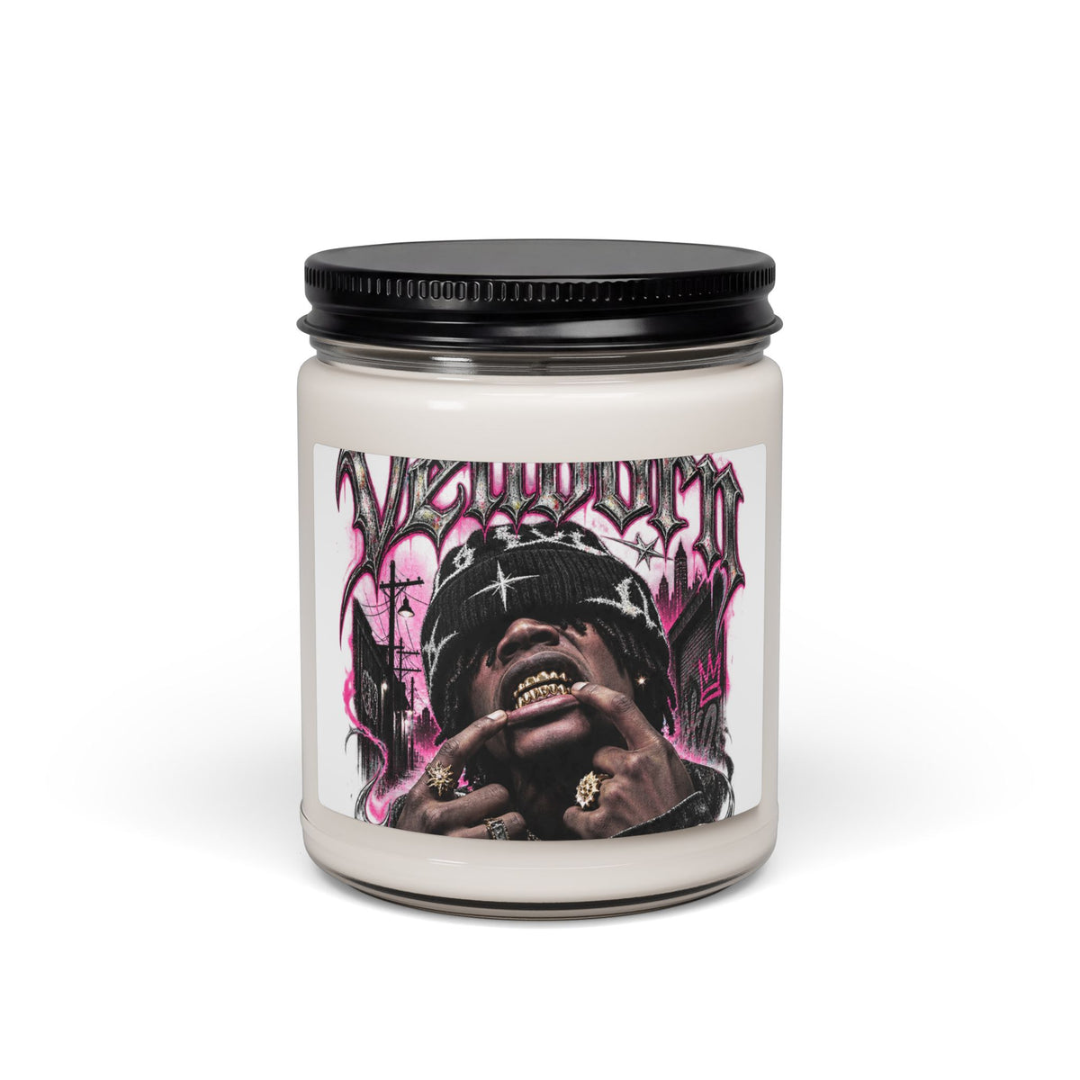 Soy Candle — Urban Graffiti Rapper Design (9 oz Scented Jar)