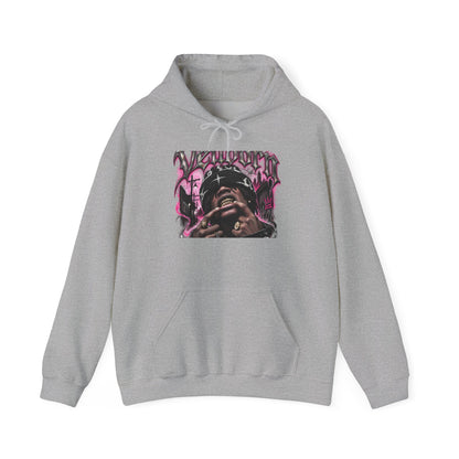 Graffiti Portrait Hoodie — Pink Street Art King Graphic Sweatshirt
