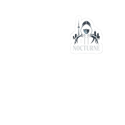 Nocturne Hooded Figure Kiss-Cut Sticker — Urban Nightlife Laptop Decal