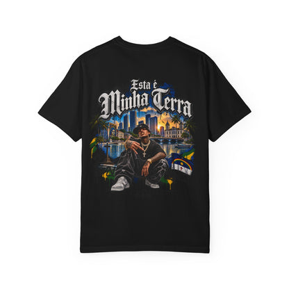 Graphic T-Shirt — "Esta é Minha Terra" Urban Cityscape Design