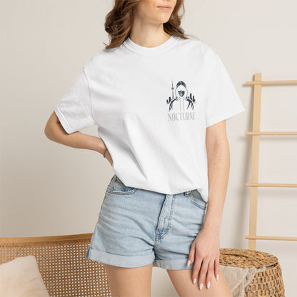 Nocturne Logo T-Shirt — Gothic Skull & Crescent Design