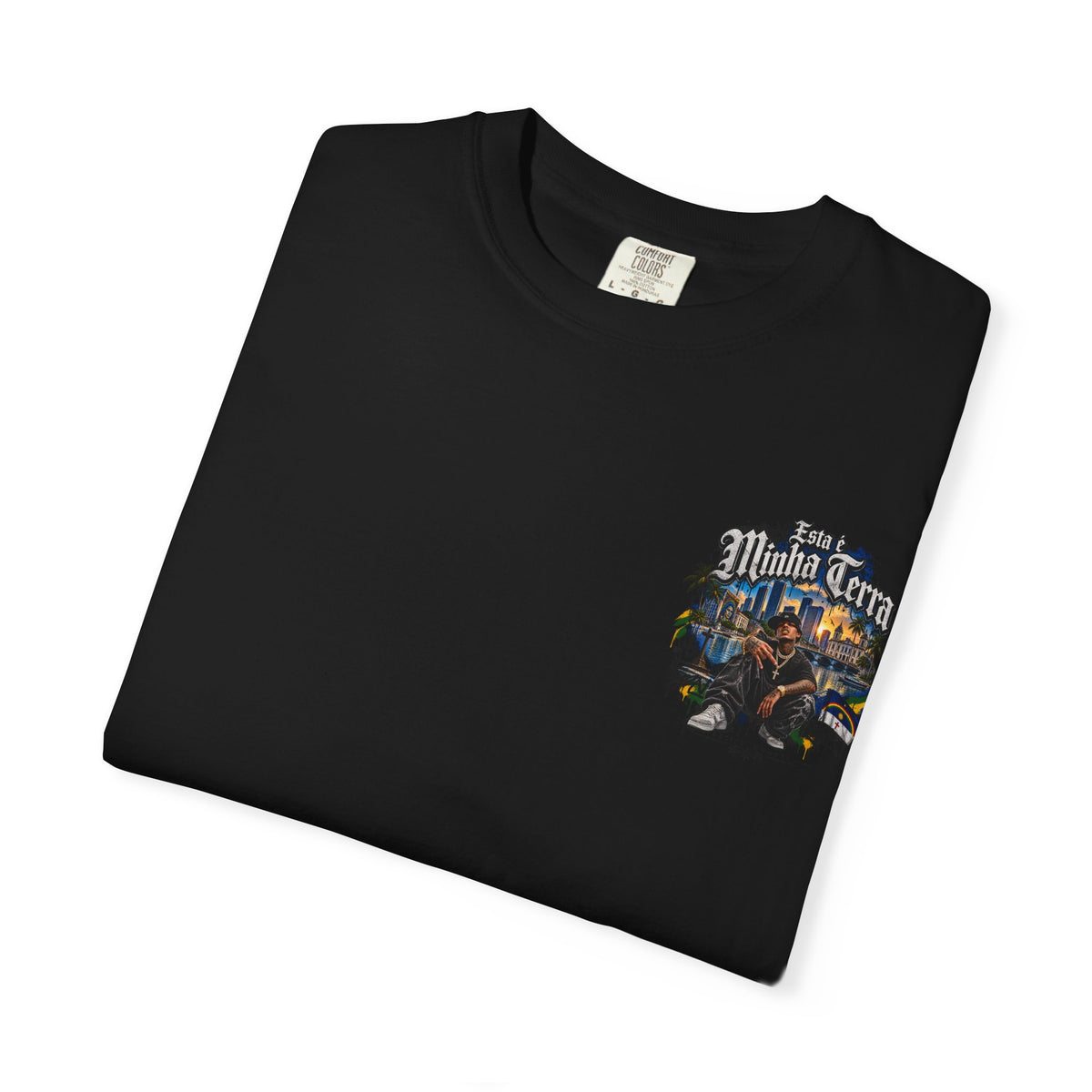 Graphic T-Shirt — "Esta é Minha Terra" Urban Cityscape Design