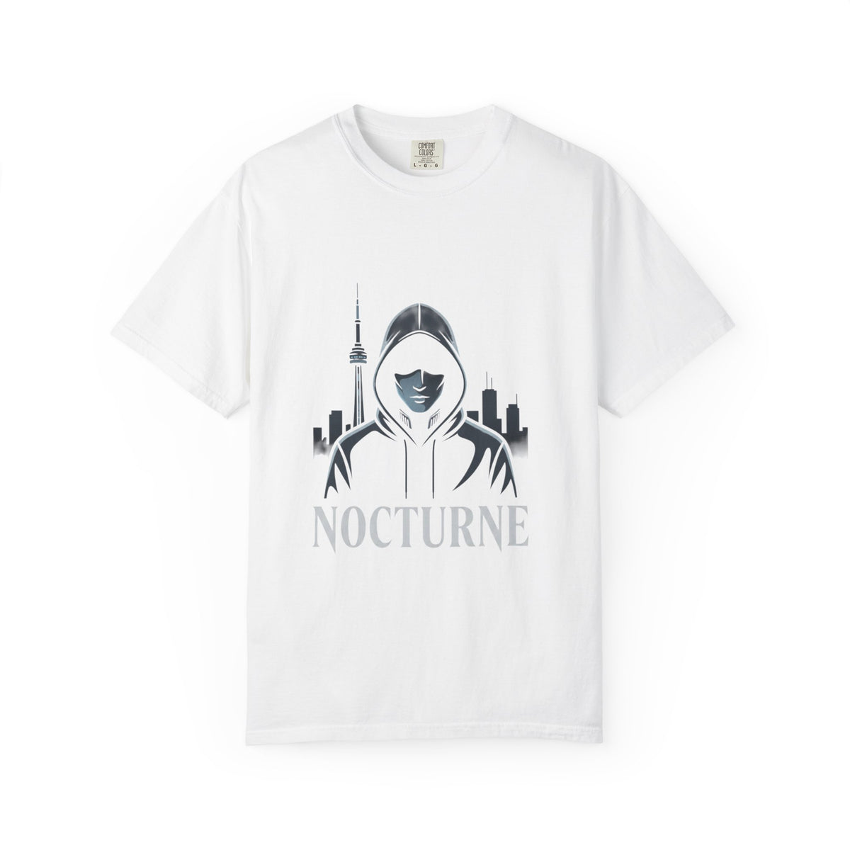 Nocturne Hooded Figure T‑Shirt — Urban Nightlife Graphic Tee