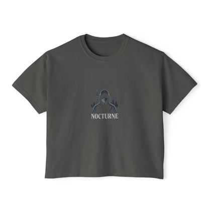 Nocturne Gothic Logo Boxy Tee — Women's Cropped Graphic Shirt