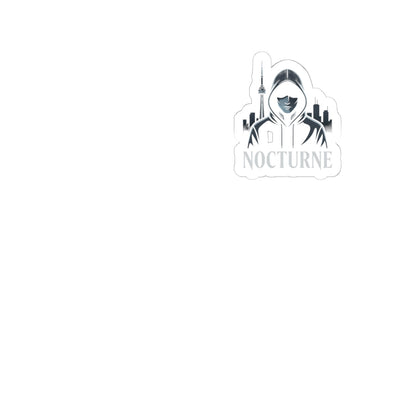Nocturne Hooded Figure Kiss-Cut Sticker — Urban Nightlife Laptop Decal
