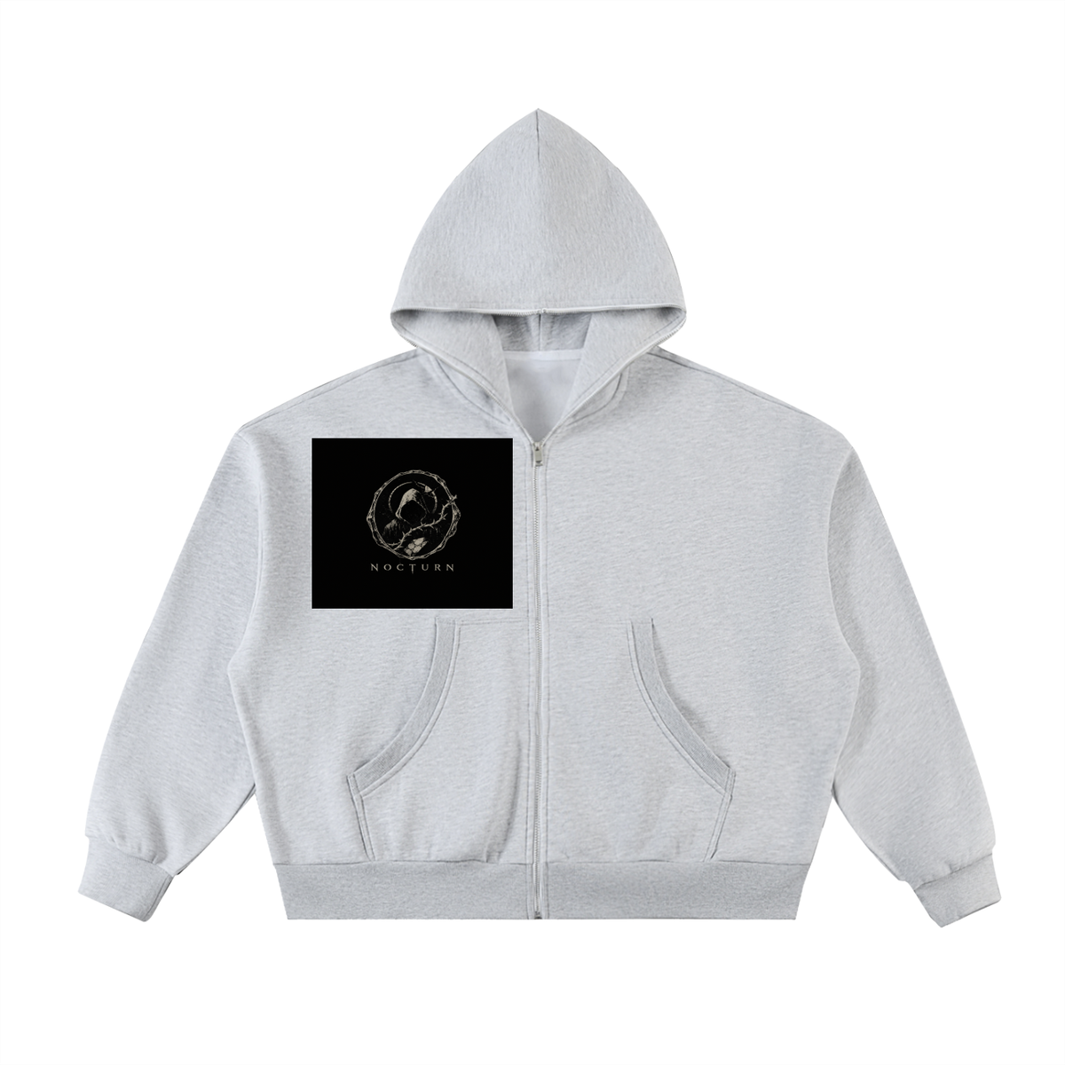 Fleeced Full-Zip Boxy Hoodie