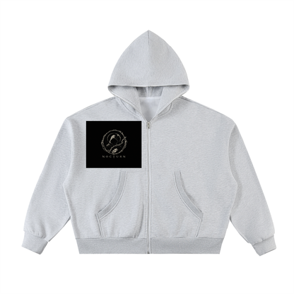 Fleeced Full-Zip Boxy Hoodie