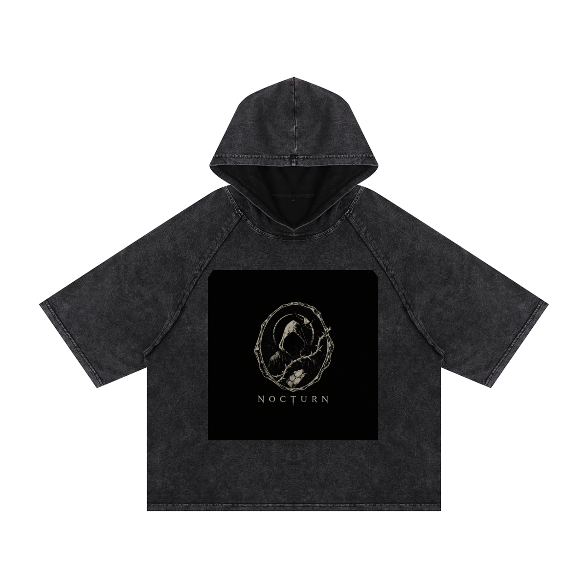 Snow Washed Hooded Boxy T-Shirt