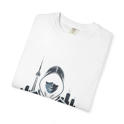 Nocturne Hooded Figure T‑Shirt — Urban Nightlife Graphic Tee