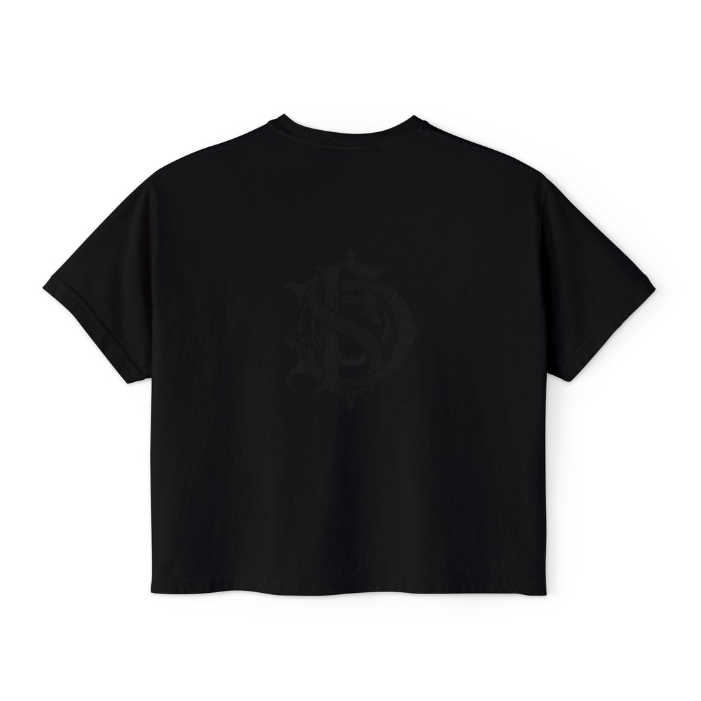 Nocturne Gothic Logo Boxy Tee — Women's Cropped Graphic Shirt