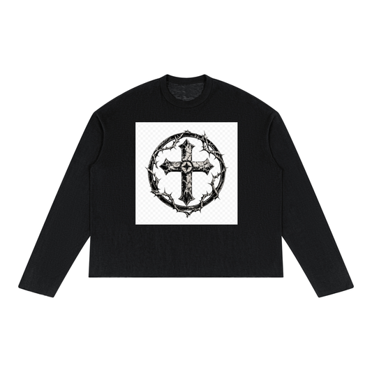 Unisex Raw Edge Long Sleeve T-Shirt
