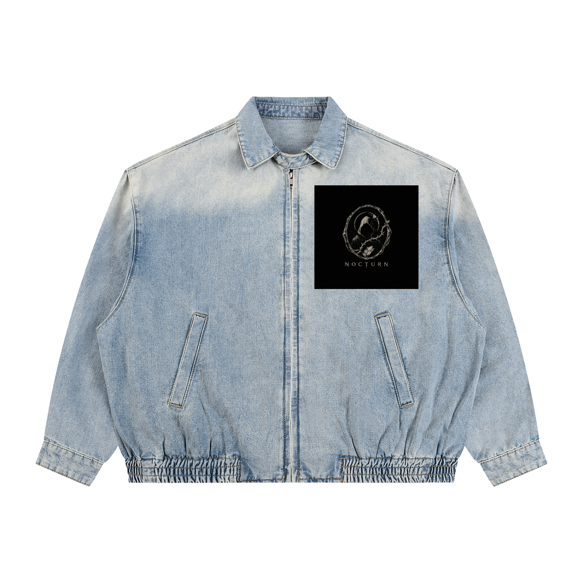 Unisex Vintage Wash Full-Zip Denim Jacket