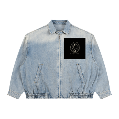 Unisex Vintage Wash Full-Zip Denim Jacket