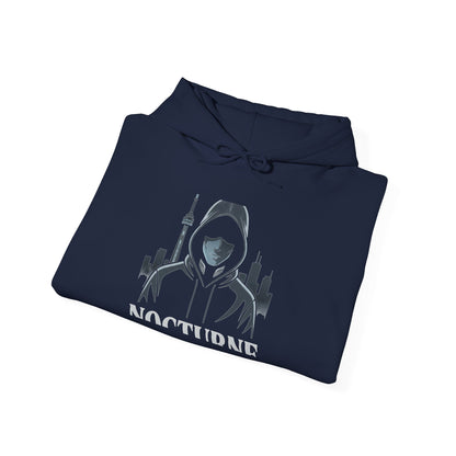 Nocturne Hoodie — Urban Night Cityscape Graphic Hooded Sweatshirt