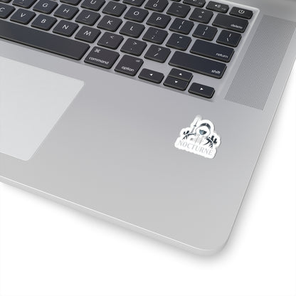 Nocturne Hooded Figure Kiss-Cut Sticker — Urban Nightlife Laptop Decal