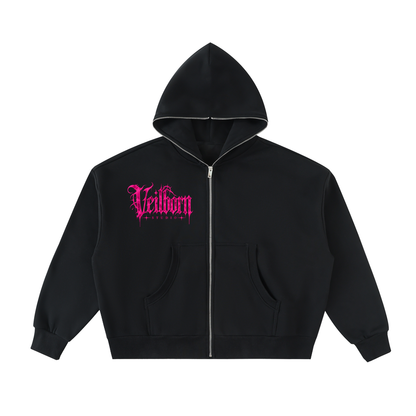 Fleeced Full-Zip Boxy Hoodie
