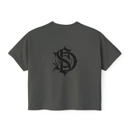 Nocturne Gothic Logo Boxy Tee — Women's Cropped Graphic Shirt