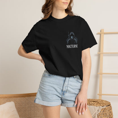 Nocturne Logo T-Shirt — Gothic Skull & Crescent Design