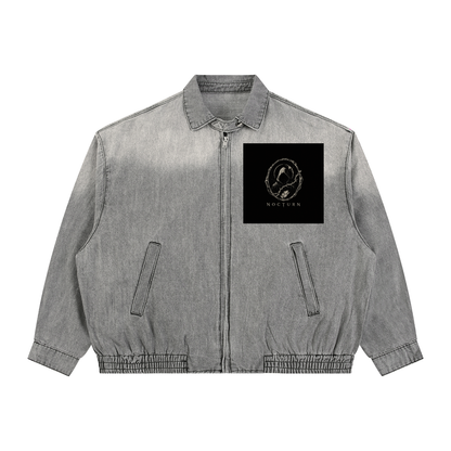 Unisex Vintage Wash Full-Zip Denim Jacket
