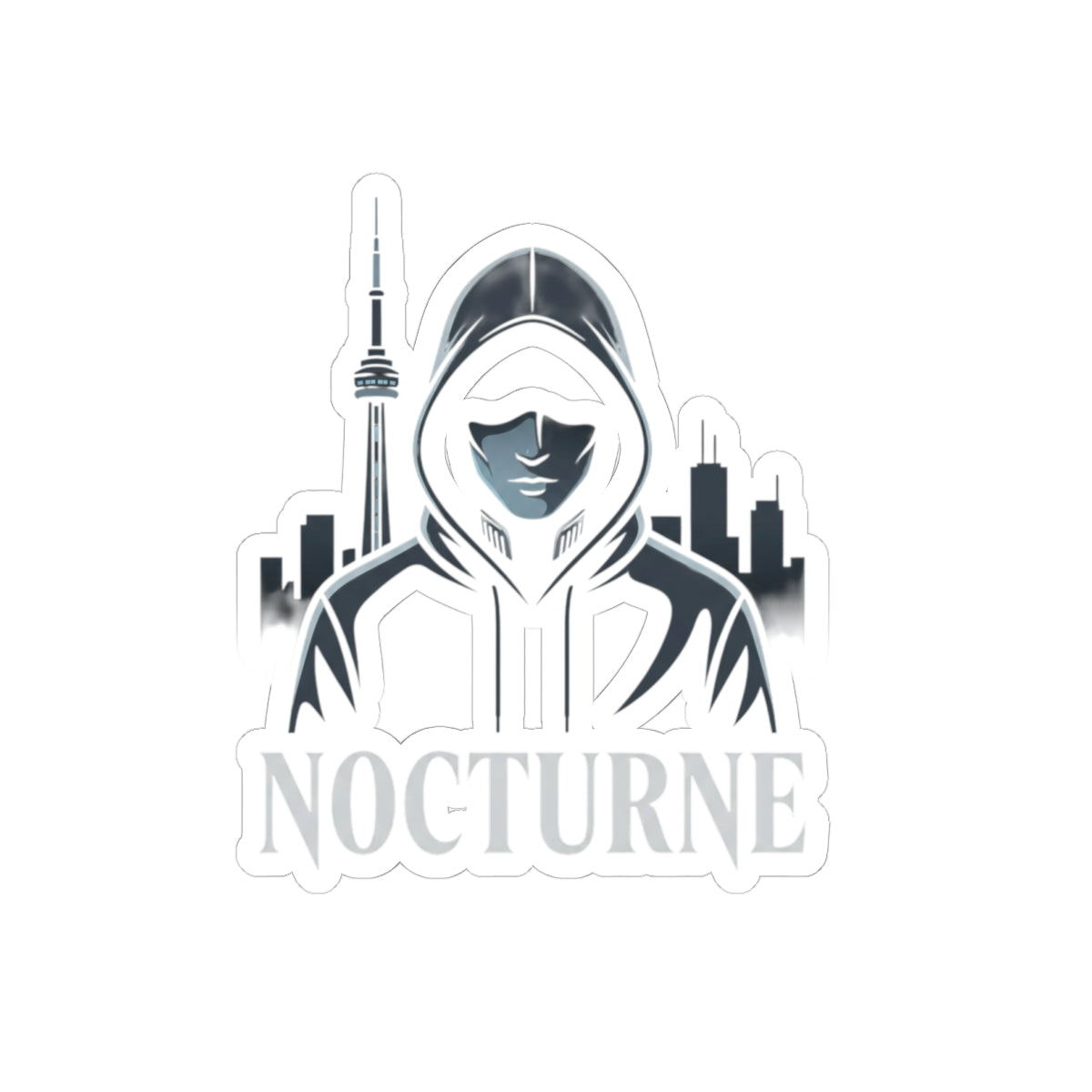 Nocturne Hoodie Sticker — Urban Nightlife Kiss-Cut Sticker for Laptops & Gear