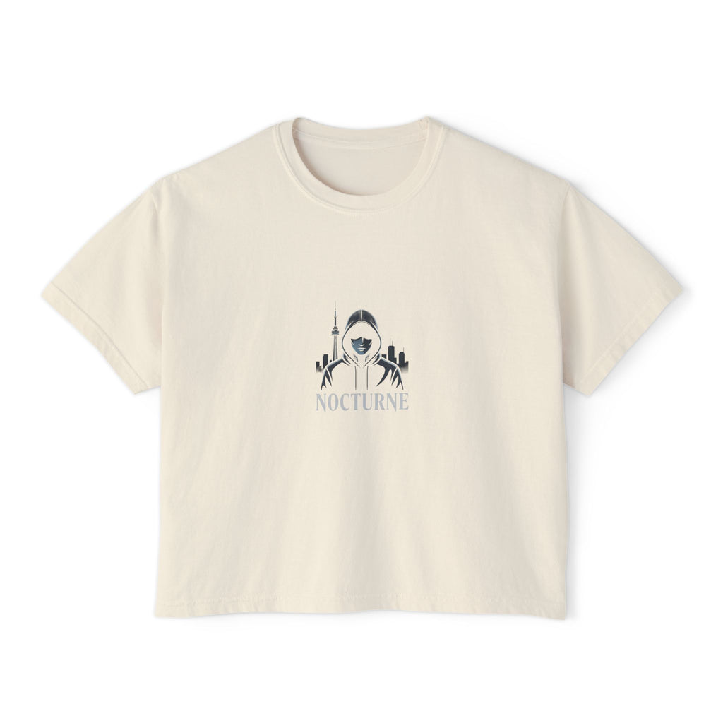 Nocturne Gothic Logo Boxy Tee — Women's Cropped Graphic Shirt