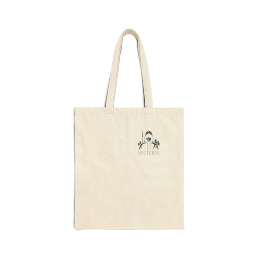 Canvas Tote Bag — Minimal Botanical Skull Illustration "Nocturne"