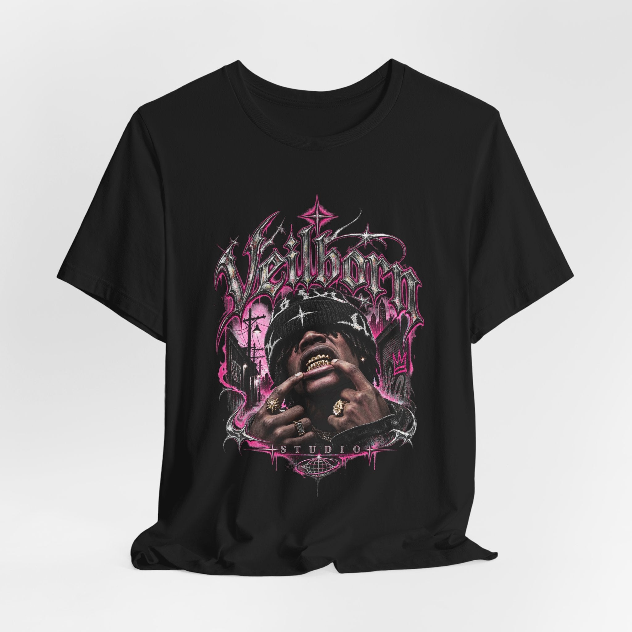 Hellborn Graphic Tee – Gothic Rap Skull Band Shirt