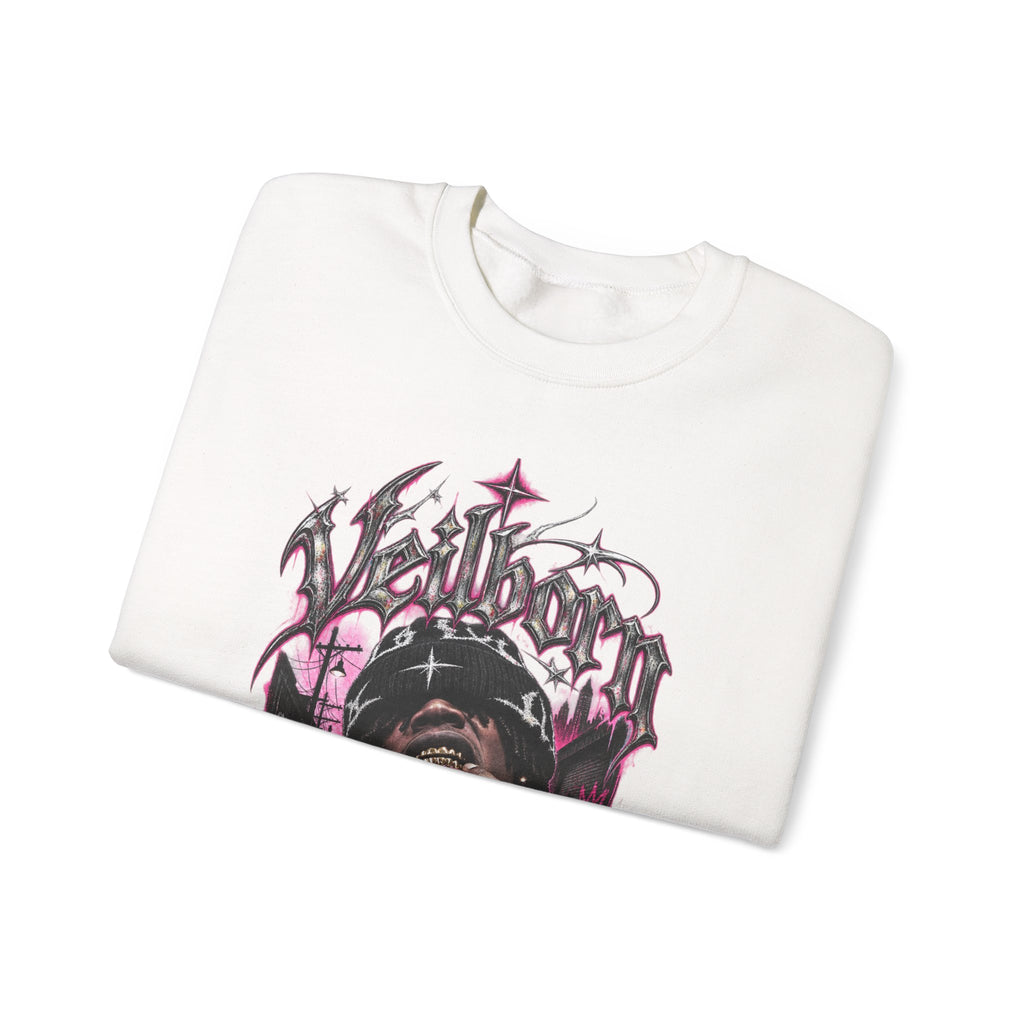 Graphic Crewneck Sweatshirt — Gothic Portrait Design (Black & Pink)