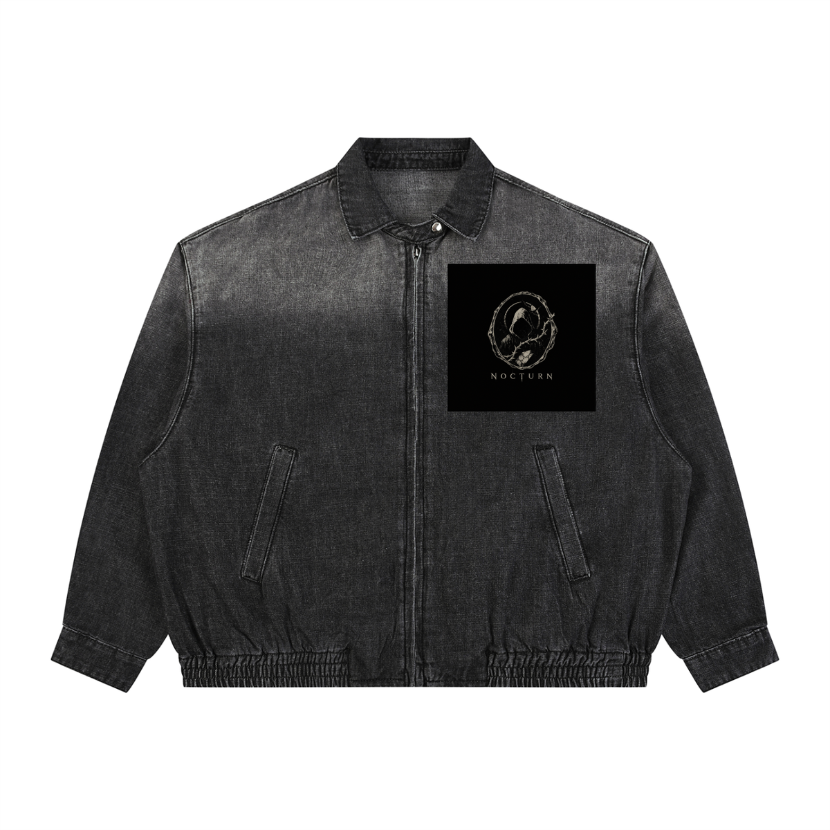 Unisex Vintage Wash Full-Zip Denim Jacket