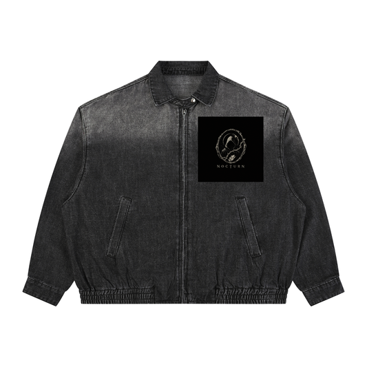 Unisex Vintage Wash Full-Zip Denim Jacket