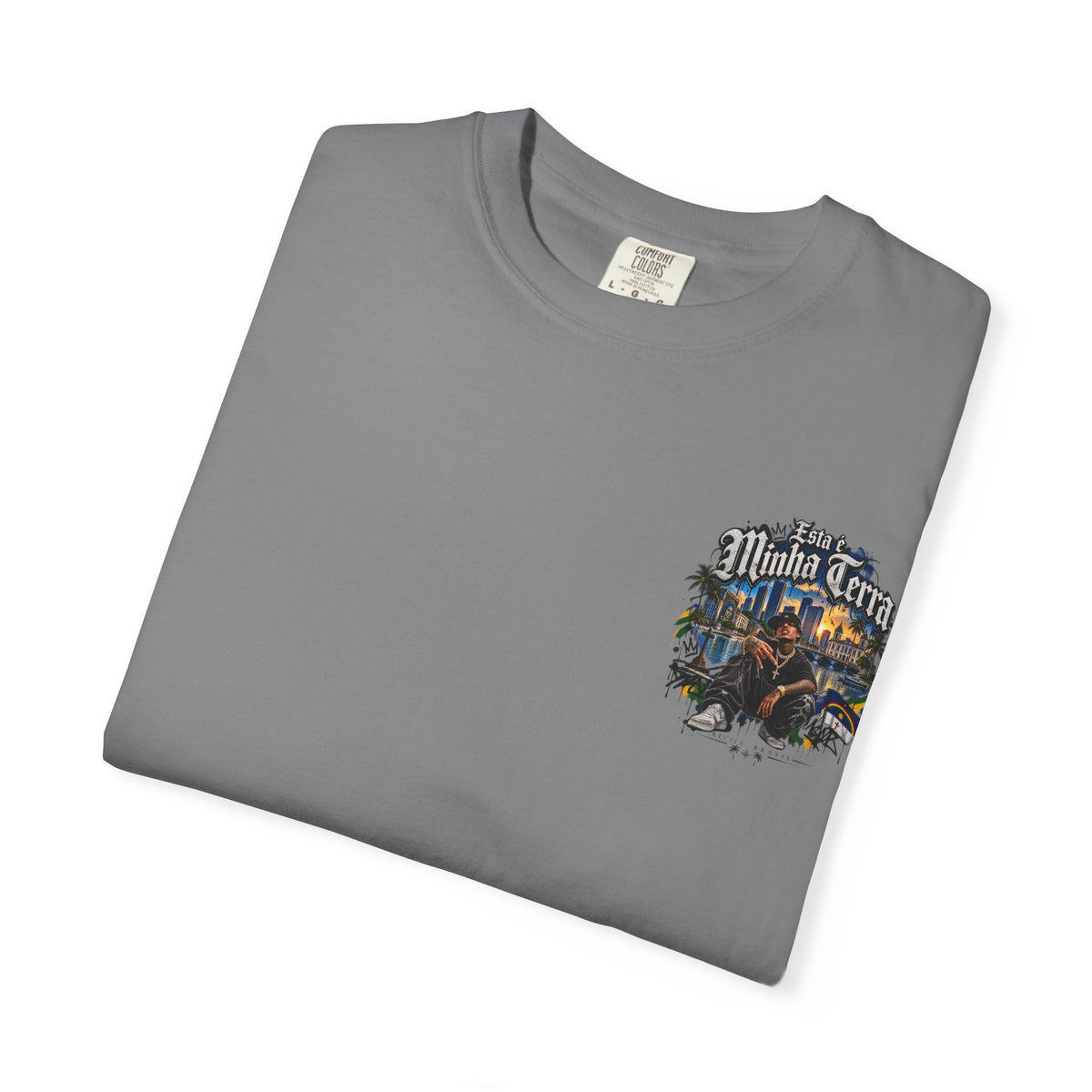 Graphic T-Shirt — "Esta é Minha Terra" Urban Cityscape Design