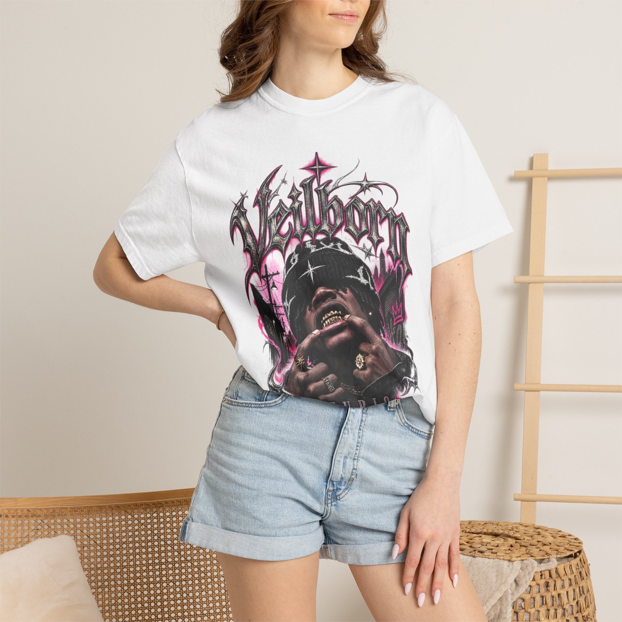 Veilborn Studio Graphic T-Shirt — Gothic Rap Portrait Tee