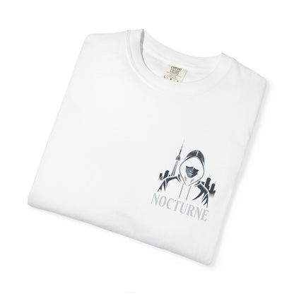 Nocturne Logo T-Shirt — Gothic Skull & Crescent Design