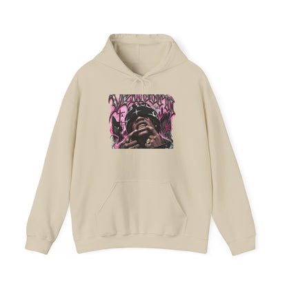 Graffiti Portrait Hoodie — Pink Street Art King Graphic Sweatshirt