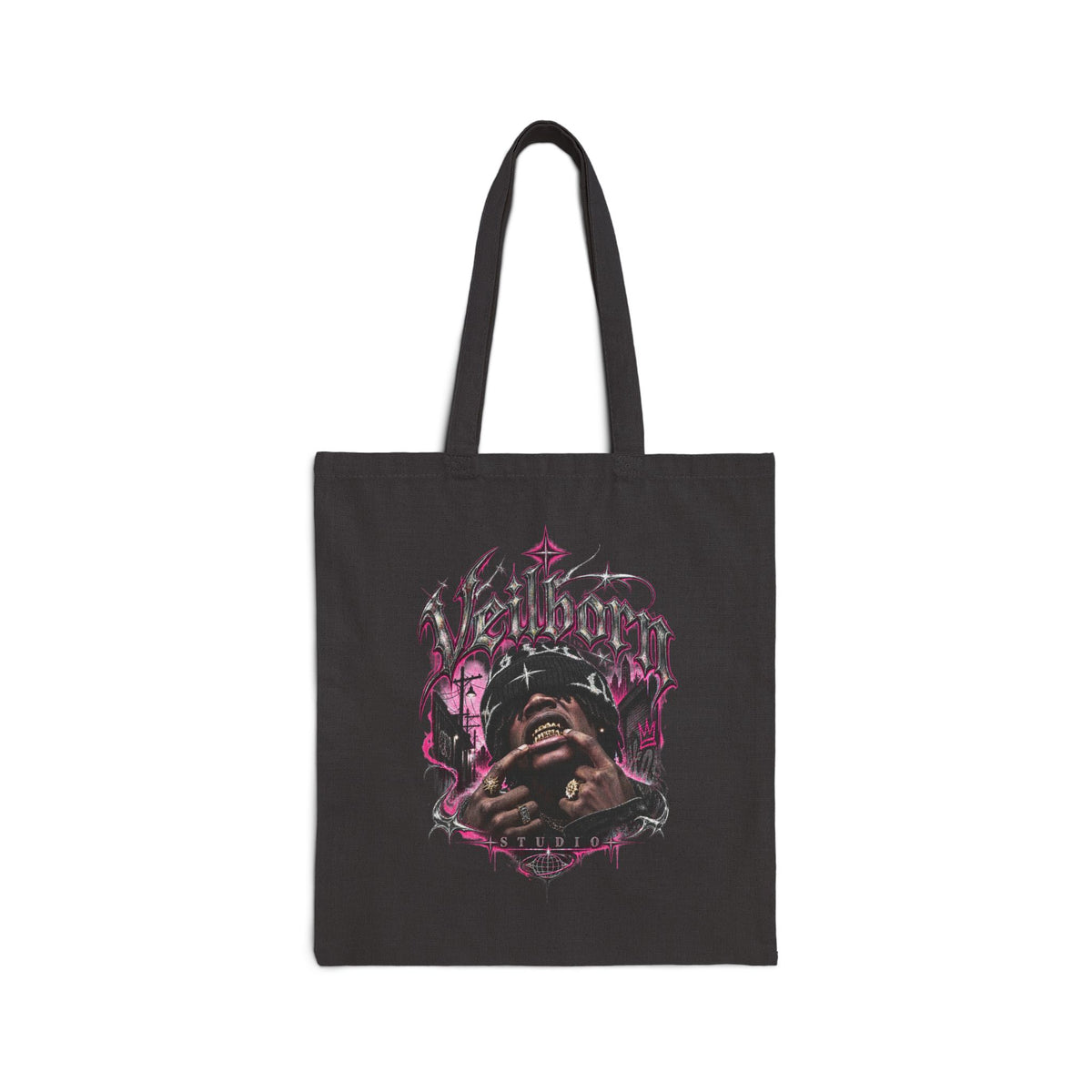 Gritty Gothic Crow Skull Tote — Canvas Shopper Bag