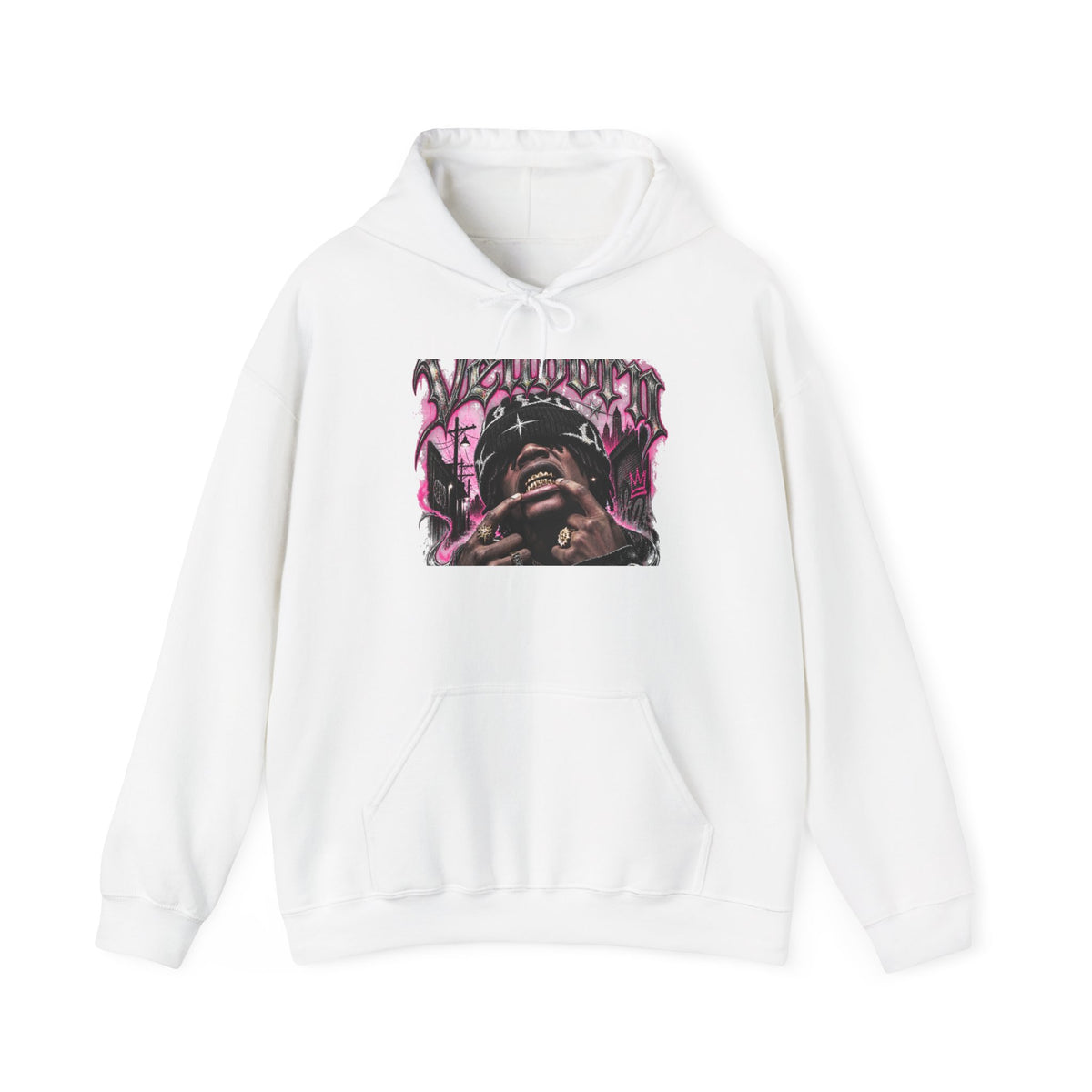 Graffiti Portrait Hoodie — Pink Street Art King Graphic Sweatshirt
