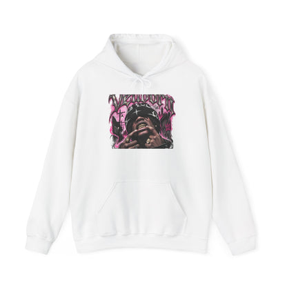 Graffiti Portrait Hoodie — Pink Street Art King Graphic Sweatshirt