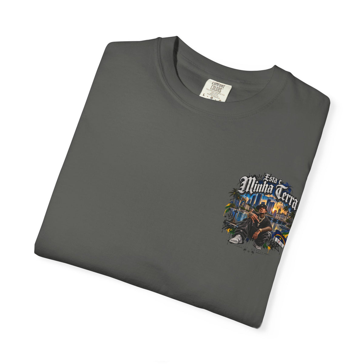 Graphic T-Shirt — "Esta é Minha Terra" Urban Cityscape Design