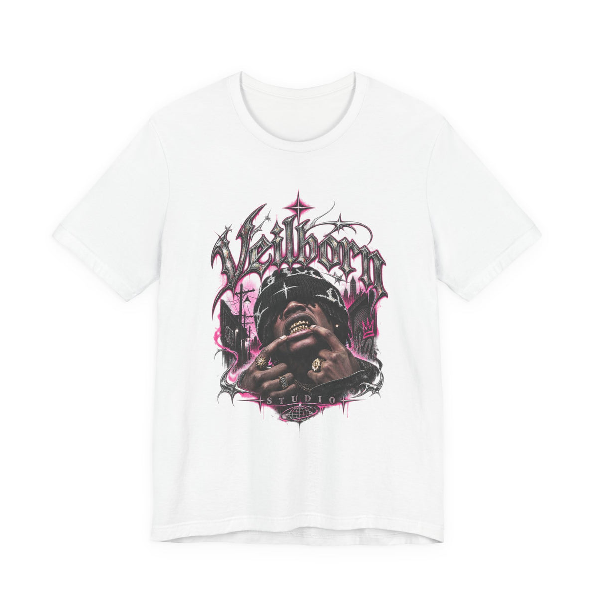 Hellborn Graphic Tee – Gothic Rap Skull Band Shirt